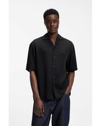 HUGO - Oversized-Fit Shirt With Stacked-Logo Trim - Lyst