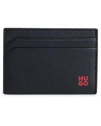 HUGO - Nappa-leather Card Holder With Stacked Logo - Lyst