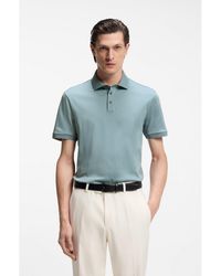 BOSS - Mercerised Cotton Polo Shirt With Stand-Up Collar - Lyst