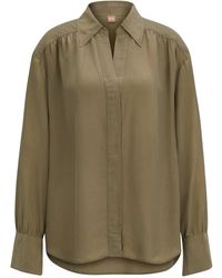 BOSS - Relaxed-fit Blouse With Concealed Placket And Point Collar - Lyst