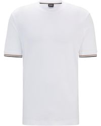 BOSS - T-shirt Van Katoenen Jersey Met Kenmerkend Gestreepte Boorden - Lyst