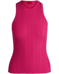 HUGO - Mouwloze Top Met Racerback Van Geribbeld Crêpemateriaal - Lyst