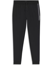BOSS - Pantalones De Chándal En Felpa De Algodón Con Logo Y Raya - Lyst