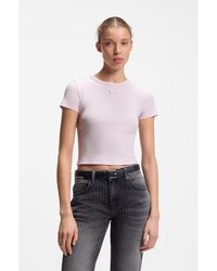 HUGO - Slim-Fit Cropped T-Shirt - Lyst