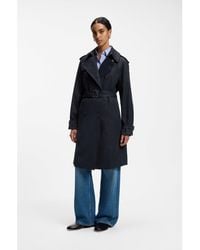 BOSS - Water-Repellent Trench Coat With Buckled Belt - Lyst