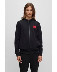 HUGO - Regular-fit Hoodie In French Terry With Logo Label - Lyst