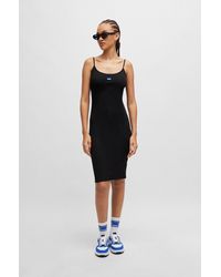 HUGO - Sleeveless Dress In Ribbed Cotton-blend Jersey - Lyst