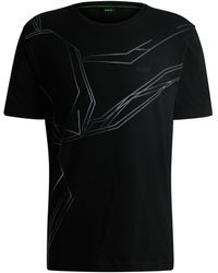 BOSS - T-Shirt Van Stretchkatoen Met Print - Lyst