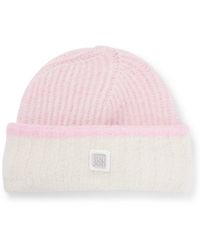 HUGO - Colour-block Beanie Hat With Stacked-logo Trim - Lyst