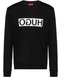 HUGO Dicago Sweater Van Katoen Met Logoprint - Zwart