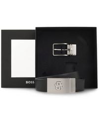 BOSS - Leather Belt With Double B Monogram Buckle - Lyst