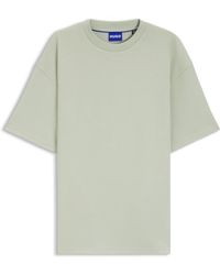 HUGO - T-Shirt Van Katoenen Jersey Met Blauwe Logopatch - Lyst