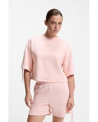 HUGO - Relaxed-Fit T-Shirt With Gathered Sleeves - Lyst