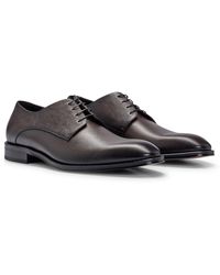 BOSS - Italian-made Derby Shoes In Smooth And Printed Leather - Lyst