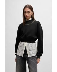 HUGO - Cotton-Blend Sweatshirt With Detachable Signature Chain - Lyst