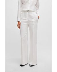 BOSS - Relaxed-fit Trousers In A Linen Blend - Lyst
