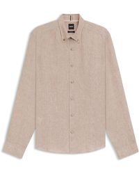 BOSS - Regular-Fit Button-Down-Hemd Aus Leinen - Lyst