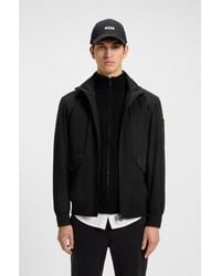 BOSS - Water-Repellent Aviator-Style Bomber Jacket With Packable Hood - Lyst