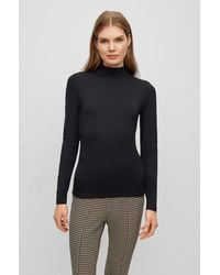 BOSS by HUGO BOSS - Extra-slim-fit Long-sleeved Top With Mock Neckline - Lyst
