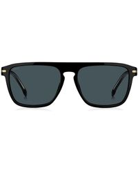 BOSS - Sonnenbrille aus schwarzem Acetat mit goldfarbenen Details - Lyst