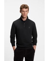 BOSS - Cotton-Terry Sweatshirt With Zip Collar - Lyst