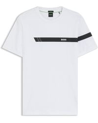 BOSS - Stretch-Cotton T-Shirt With Stripe And Logo - Lyst