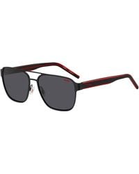 HUGO - Double-bridge Sunglasses In Black With Layered Temples - Lyst