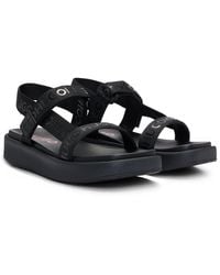 HUGO - Stacked-logo Sandals With Branded Straps - Lyst