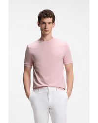 BOSS - Cotton T-Shirt With Tipped Sleeve Cuffs - Lyst