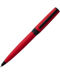 BOSS - Ballpoint Pen With Red Rubberised Finish And Logo Ring - Lyst
