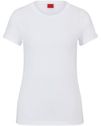 HUGO - T-Shirt aus Baumwoll-Jersey mit spiegelverkehrtem Logo-Print - Lyst