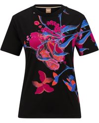 BOSS - Slim-Fit T-Shirt aus Bio-Baumwolle mit saisonalem Artwork - Lyst