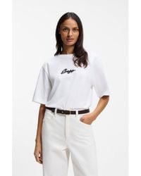 BOSS - Cotton-Jersey T-Shirt With Printed Artwork - Lyst