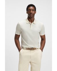 BOSS - Mercerised-Cotton Polo Shirt With Geometric Jacquard - Lyst