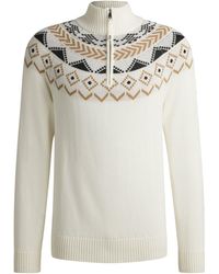 BOSS - Equestrian Troyer Sweater With Knitted Pattern - Lyst