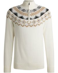 BOSS - Equestrian Troyer Sweater With Knitted Pattern - Lyst