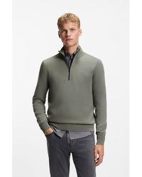 BOSS - Cotton-Cashmere Sweater With Zip Collar - Lyst