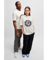 HUGO - Cotton-jersey T-shirt With Retro Artwork - Lyst