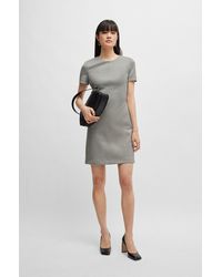 BOSS - Short-sleeved Dress In Stretch Material With Rear Zip - Lyst