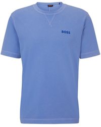 BOSS - Garment-dyed T-shirt Van Katoen Met Logodetail - Lyst