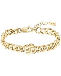 BOSS - Gold-tone Bracelet With Double B Monogram Women's Jewelry - Lyst