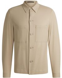 BOSS - Relaxed-Fit Overshirt Van Elastische Seersucker - Lyst