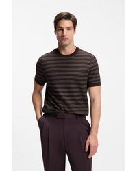BOSS - Cotton-Blend Knit T-Shirt With Horizontal Stripe - Lyst