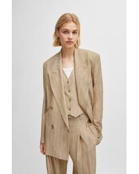 BOSS - Double-breasted Jacket In Pinstripe Stretch Fabric - Lyst