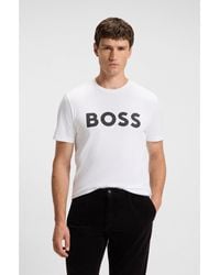 BOSS - Cotton-jersey T-shirt With Rubber-print Logo - Lyst
