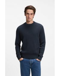 BOSS - Cotton-Blend Sweater With Ribbed Knit - Lyst