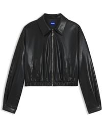 HUGO - Cropped-Jacke Aus Kunstleder Mit Logo-Prägung Auf Der Rückseite - Lyst