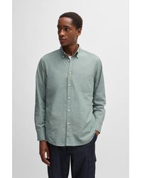 BOSS - Button-down Regular-fit Shirt In Cotton Dobby - Lyst