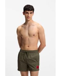 HUGO - Quick-Drying Swim Shorts With Logo Label - Lyst