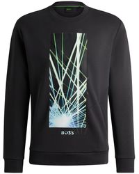 BOSS - Sweat en coton mélangé avec logo moulé en relief - Lyst